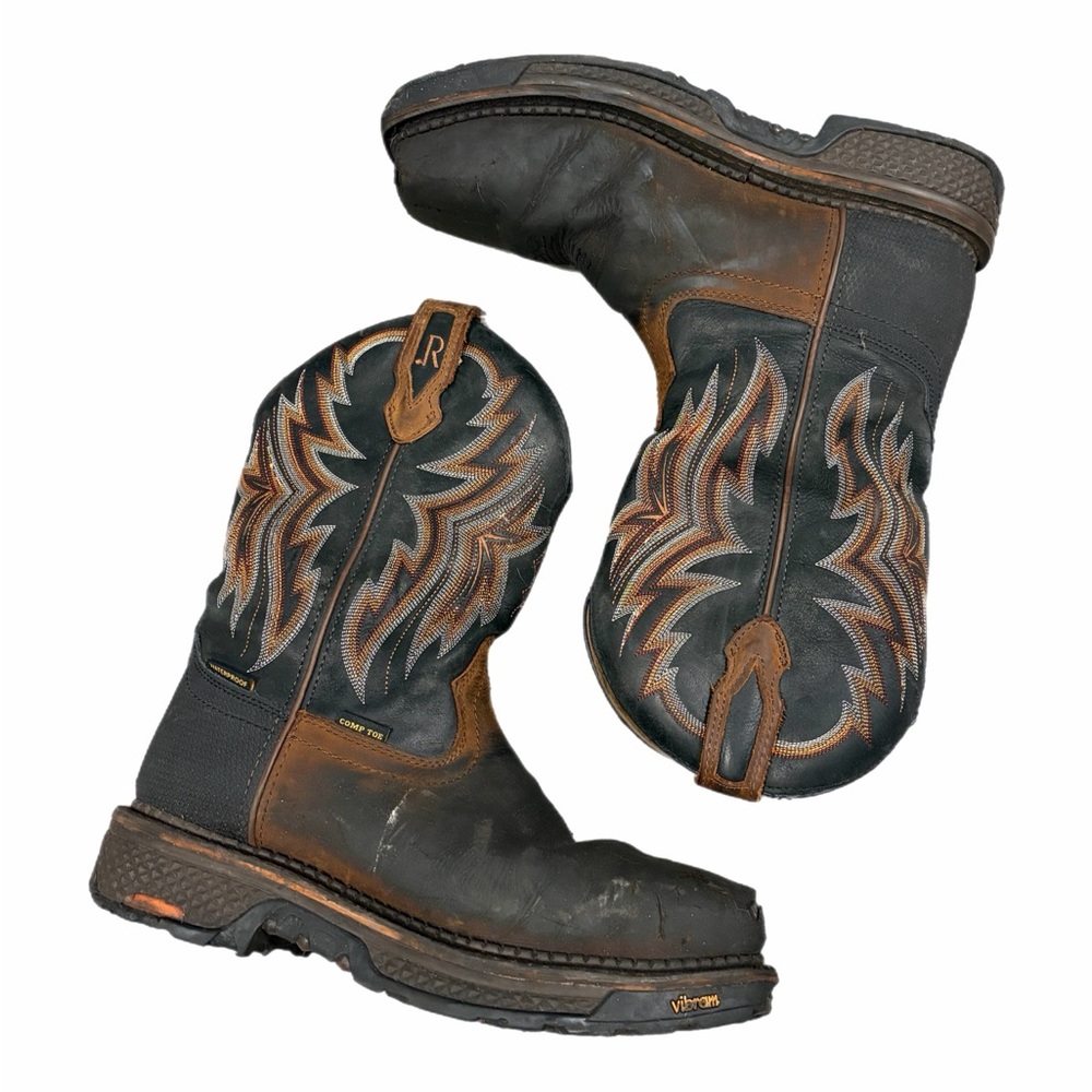 R. Watson Western Work Boots Mens Size 11EE Black Waterproof Comp Toe Vibram